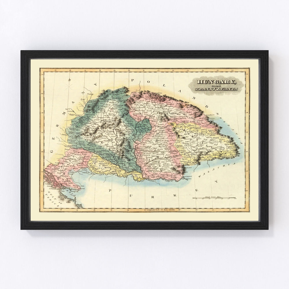 Hungary Vintage Map 1823