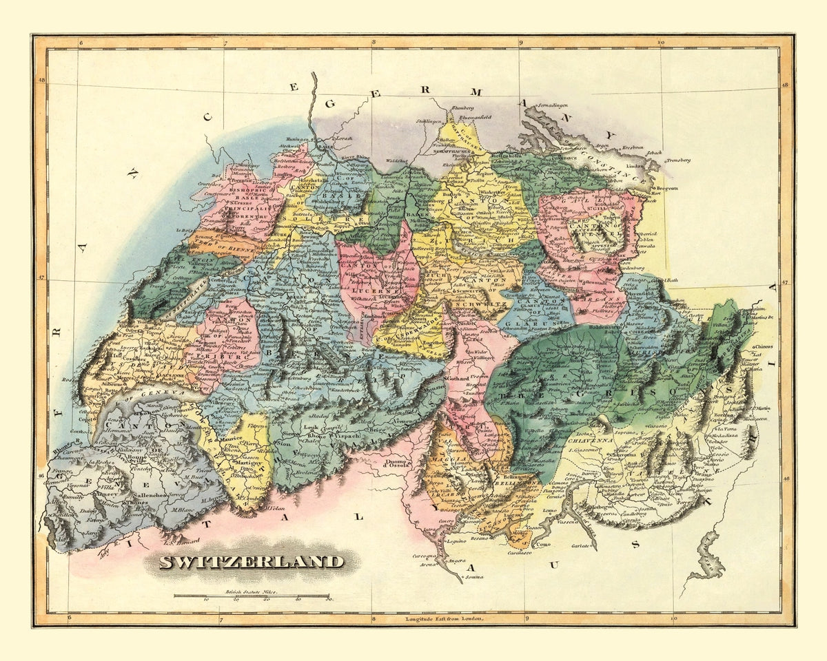 Preview of Vintage Map of Switzerland 1823