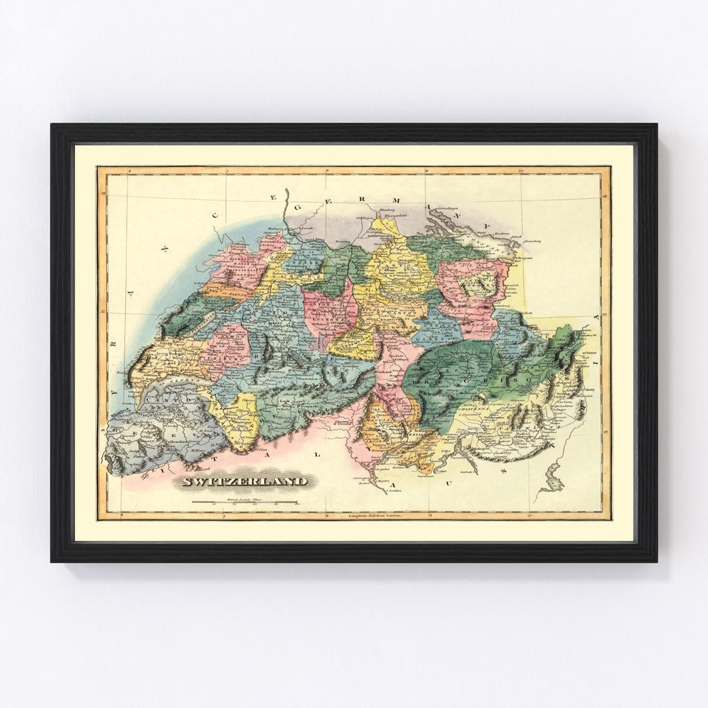 Switzerland Vintage Map 1823