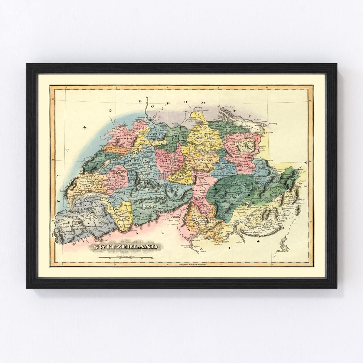 Switzerland Vintage Map 1823