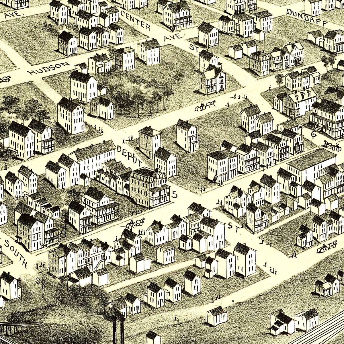 Restored historic details from the 1889 city map of Forest City, Pennsylvania