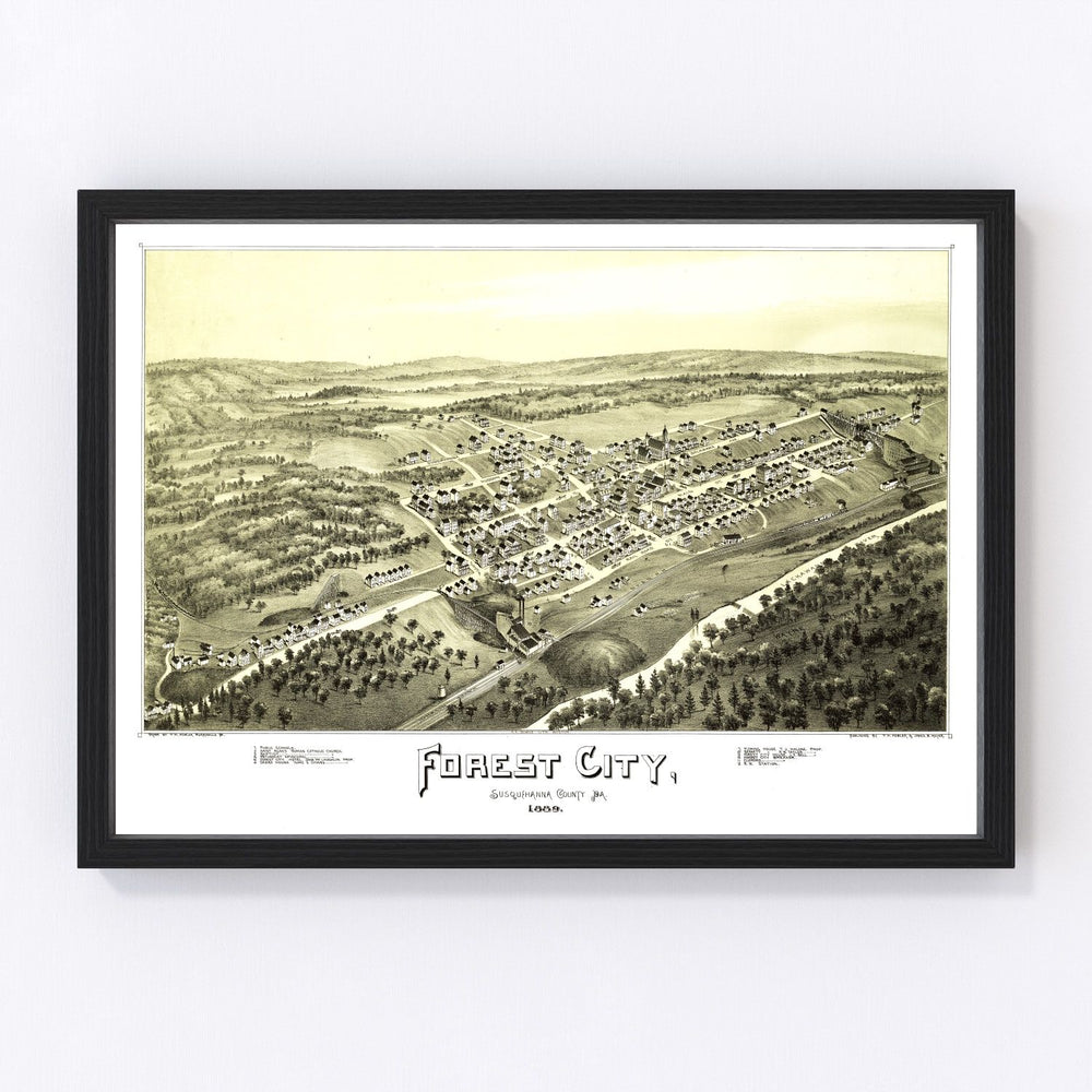 Forest City Vintage Map 1889