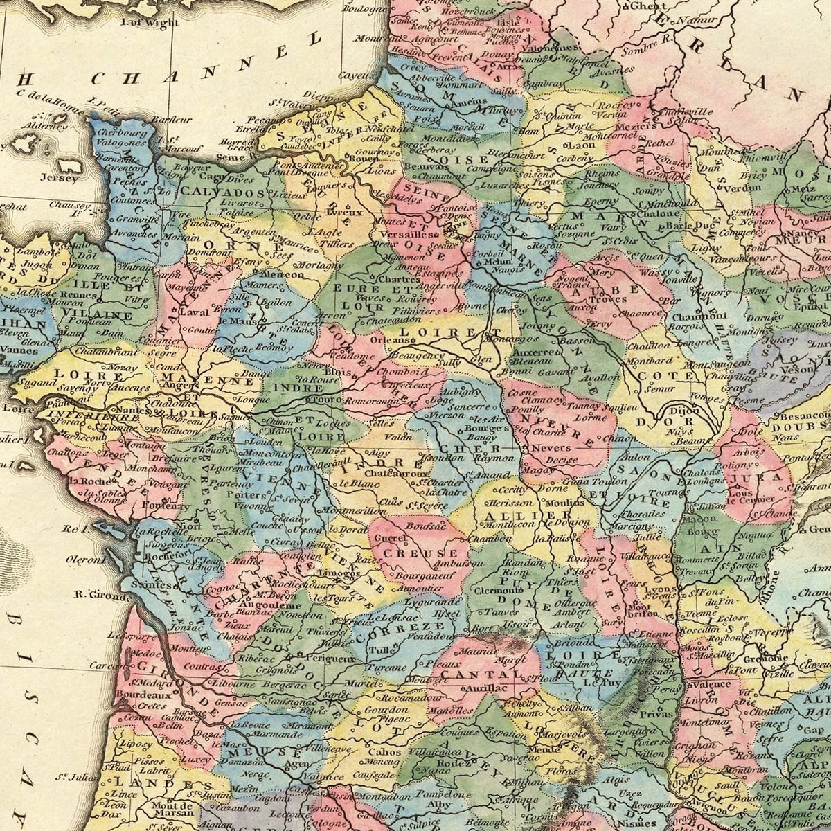 Restored historic details from the 1823 country map of County