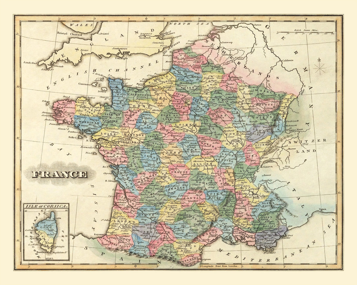 Preview of Vintage Map of France 1823