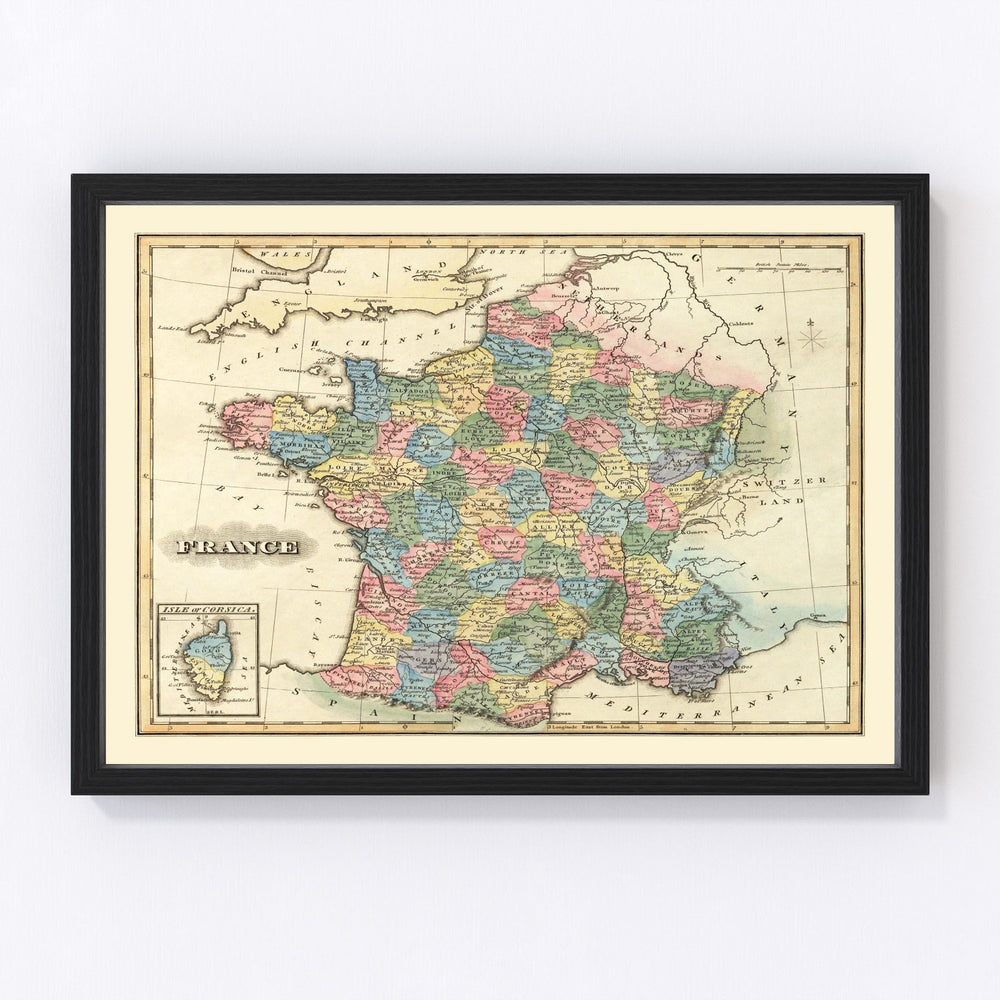 France Vintage Map 1823