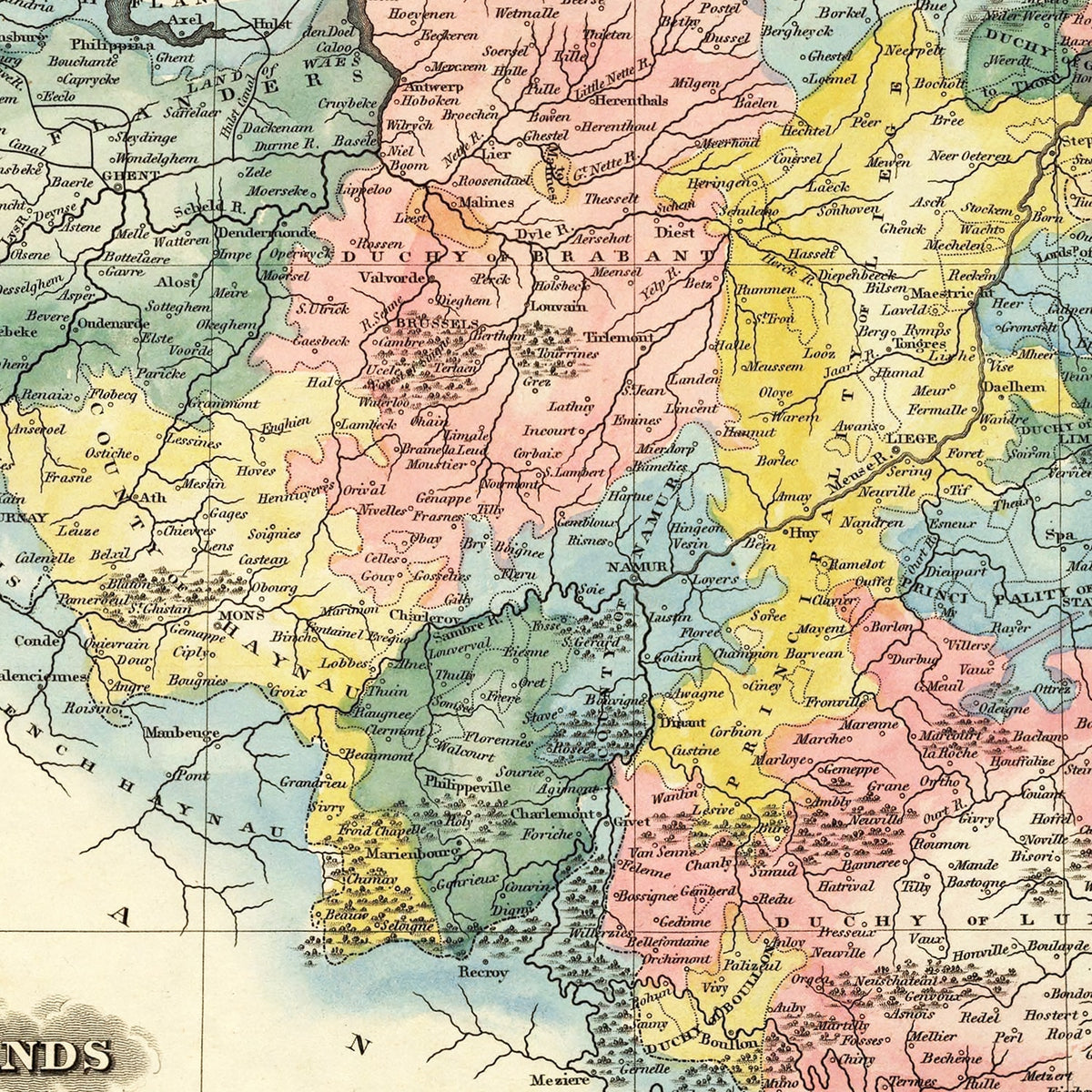 Restored historic details from the 1823 country map of County