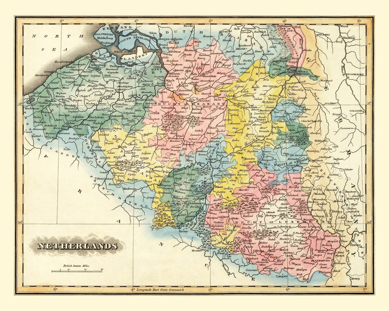 Size comparison using Vintage Map of Netherlands 1823