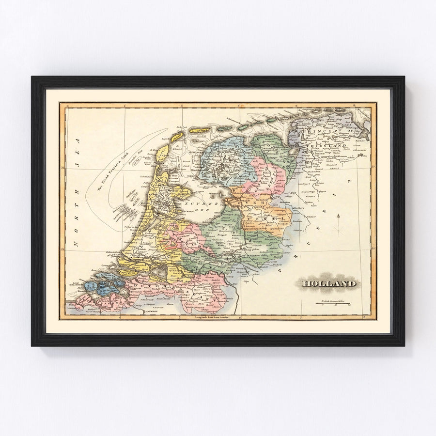 Vintage Map of Holland 1823