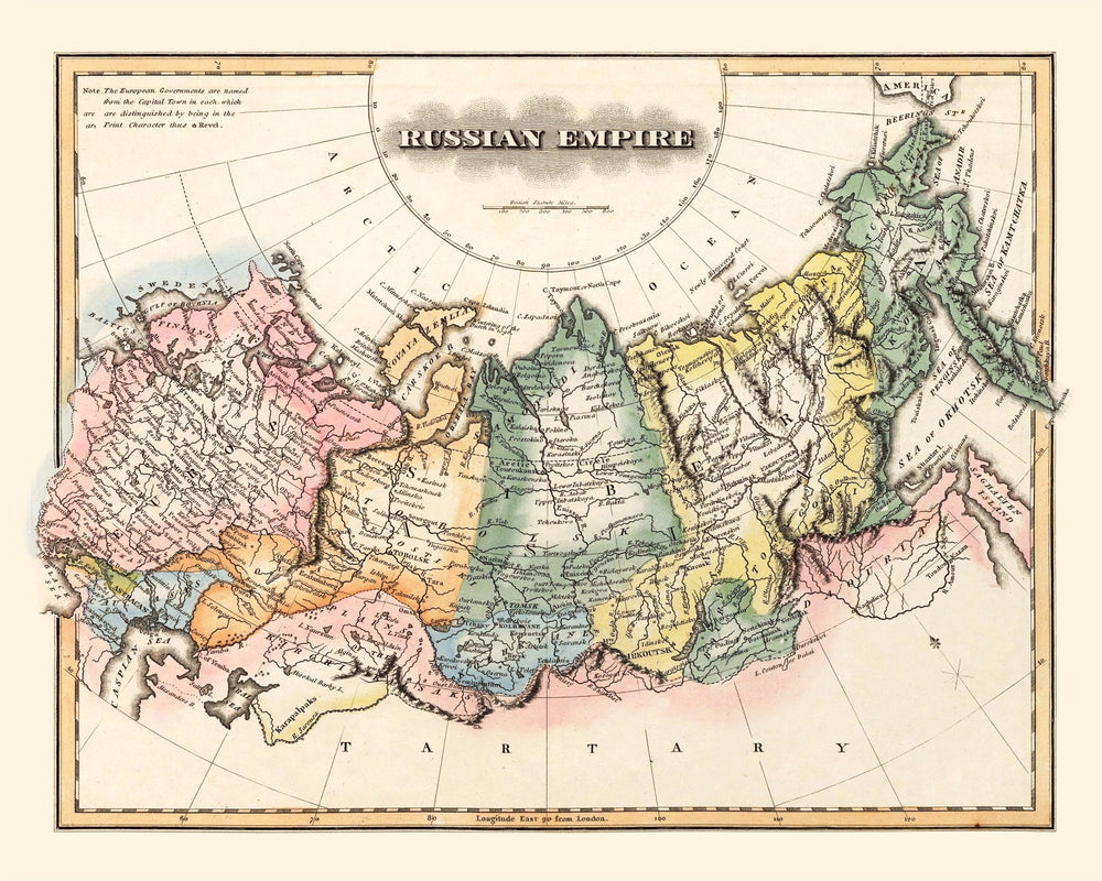 Vintage Map of Russia 1823 print style example