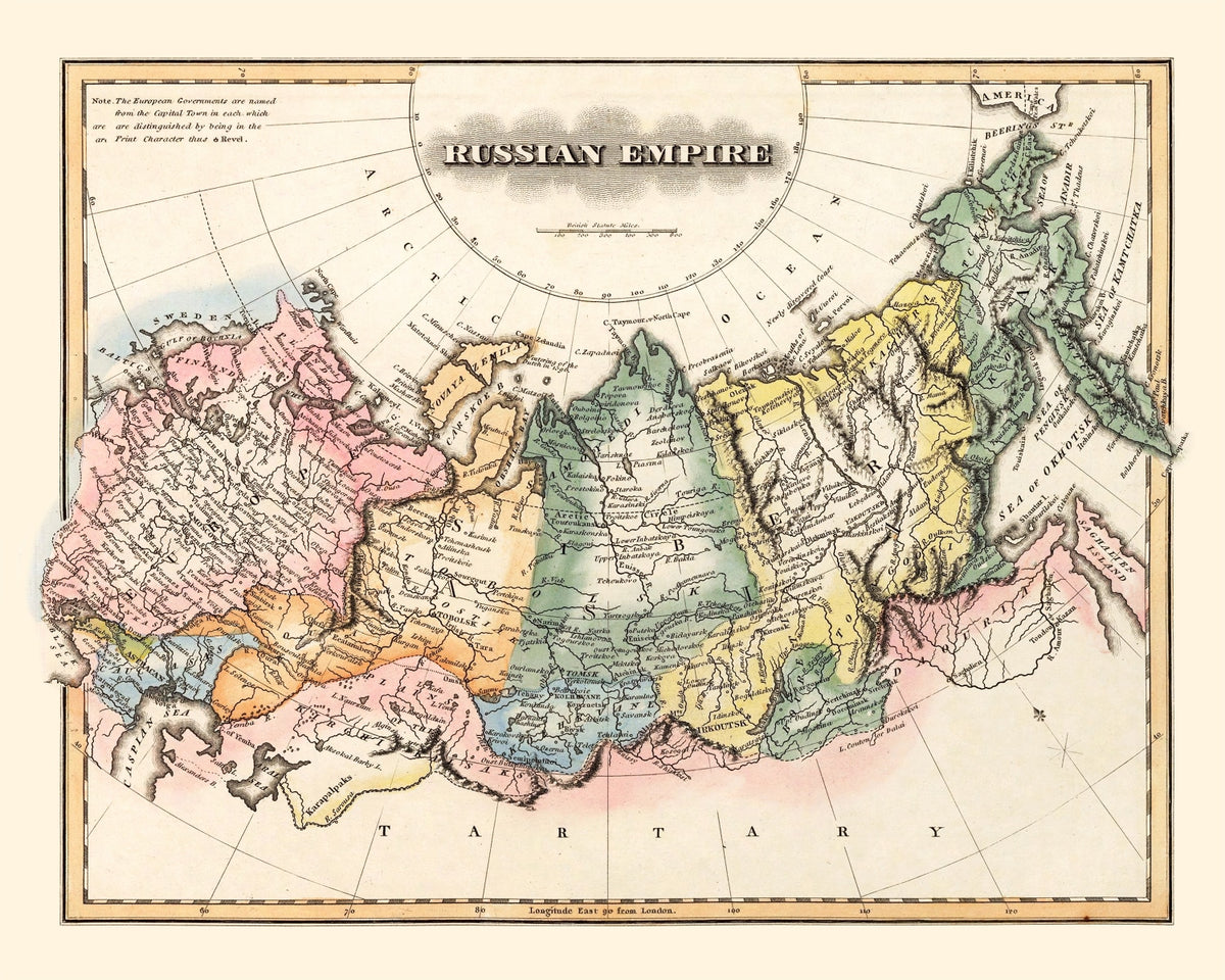 Preview of Vintage Map of Russia 1823