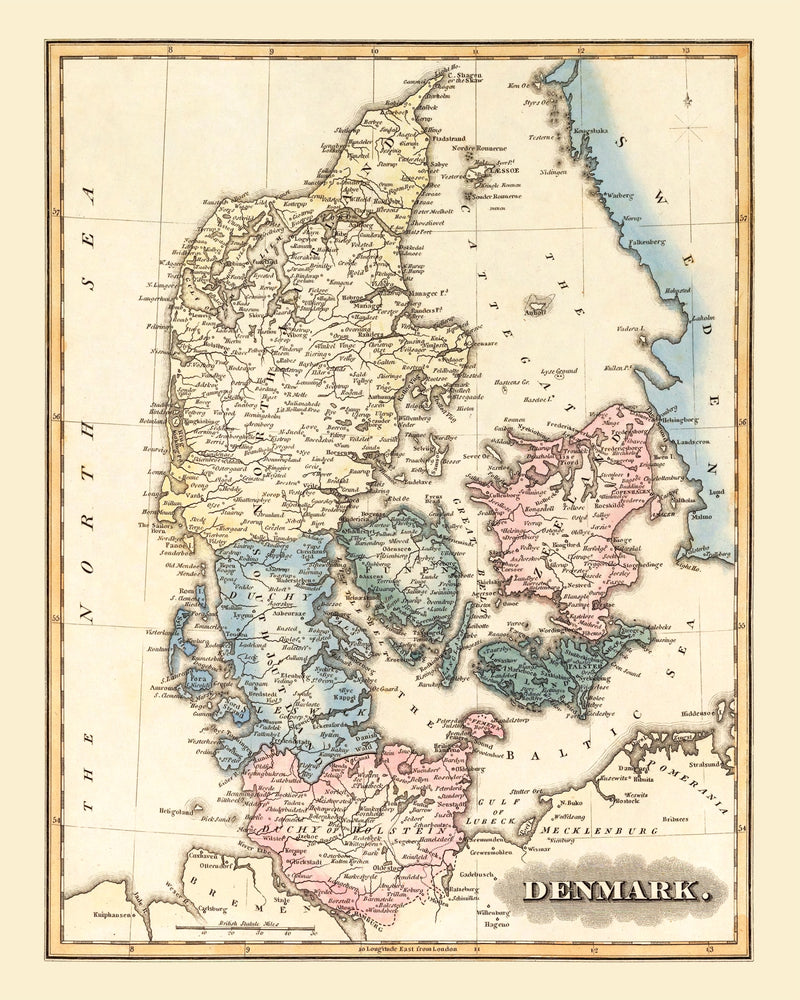 Size comparison using Vintage Map of Denmark 1823