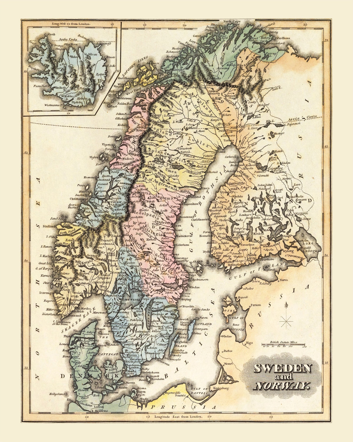 Preview of Vintage Map of Norway 1823