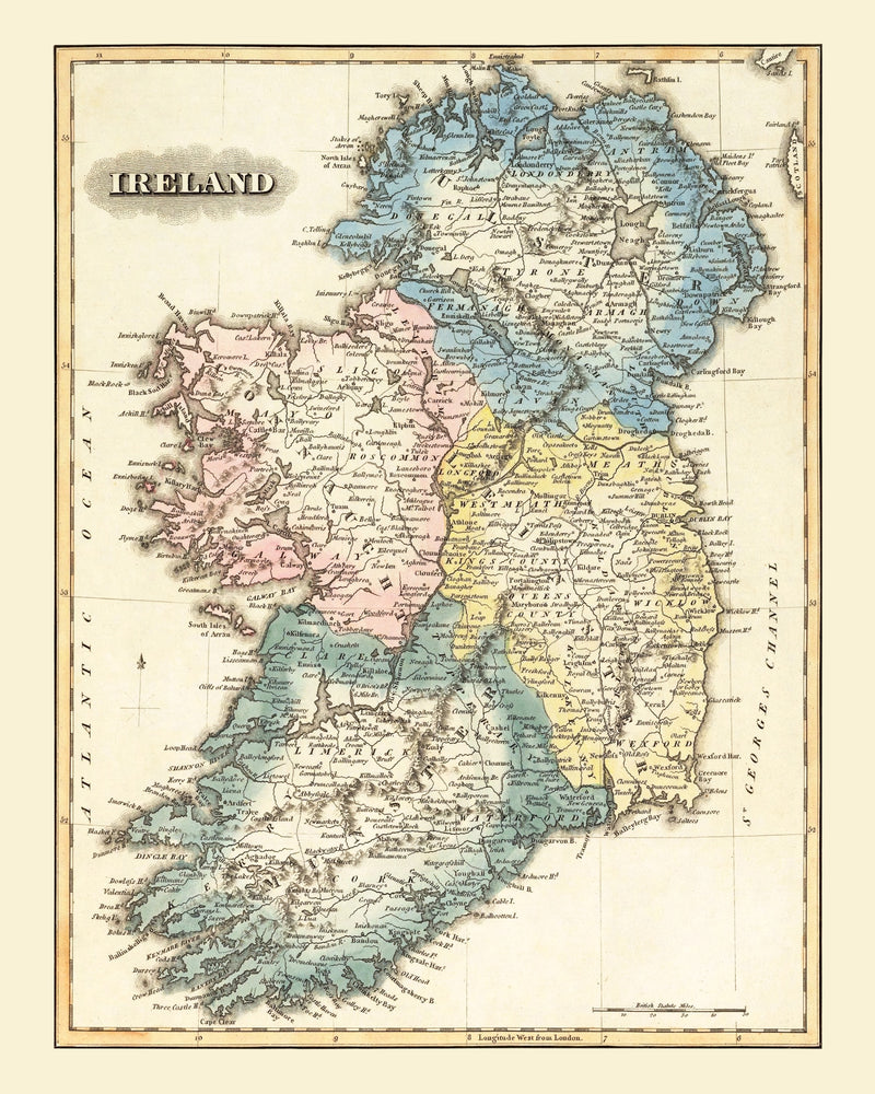 Size comparison using Vintage Map of Ireland 1823