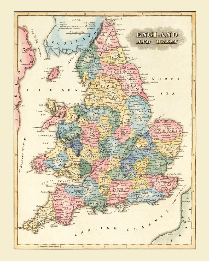 Size comparison using Vintage Map of England 1823