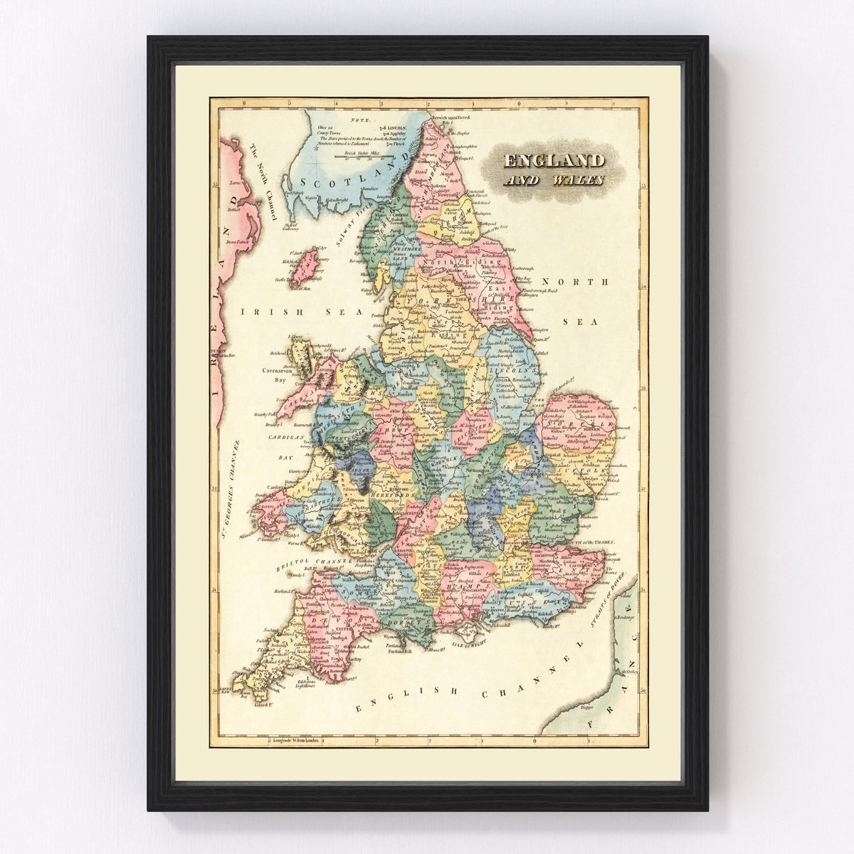 England Vintage Map 1823