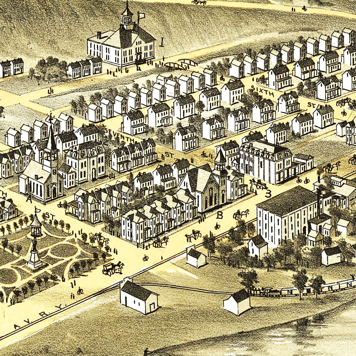 Restored historic details from the 1896 city map of Ford City, Pennsylvania
