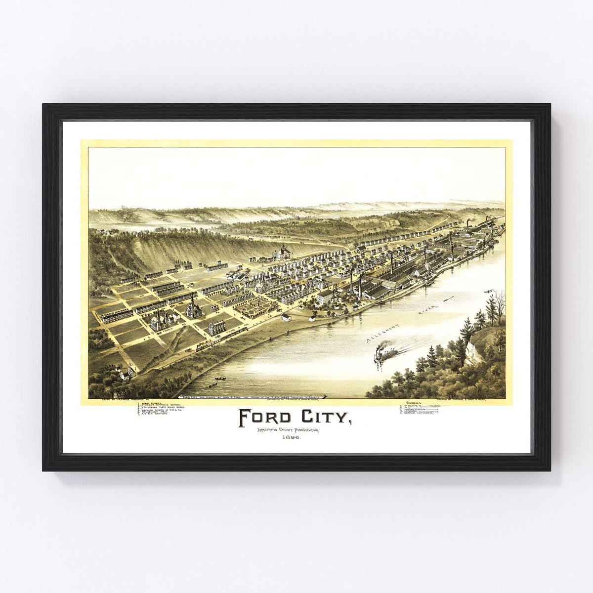 Ford City Vintage Map 1896
