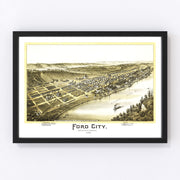 Ford City Vintage Map 1896