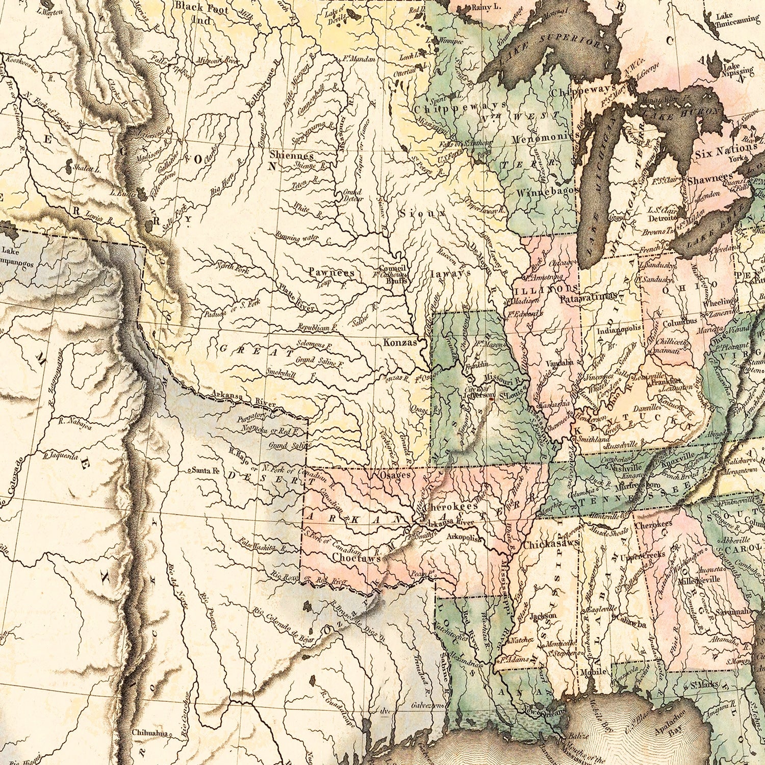 Restored historic details from the 1823 country map of County