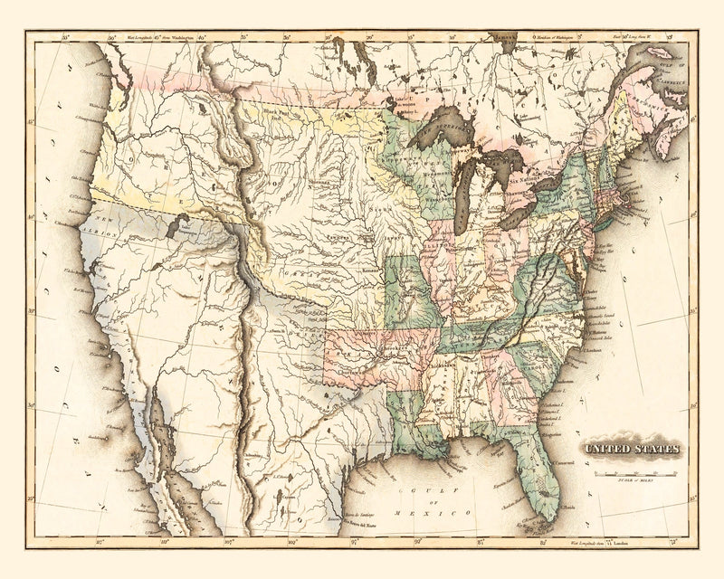 Size comparison using Vintage Map of United States 1823