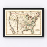 United States Vintage Map 1823