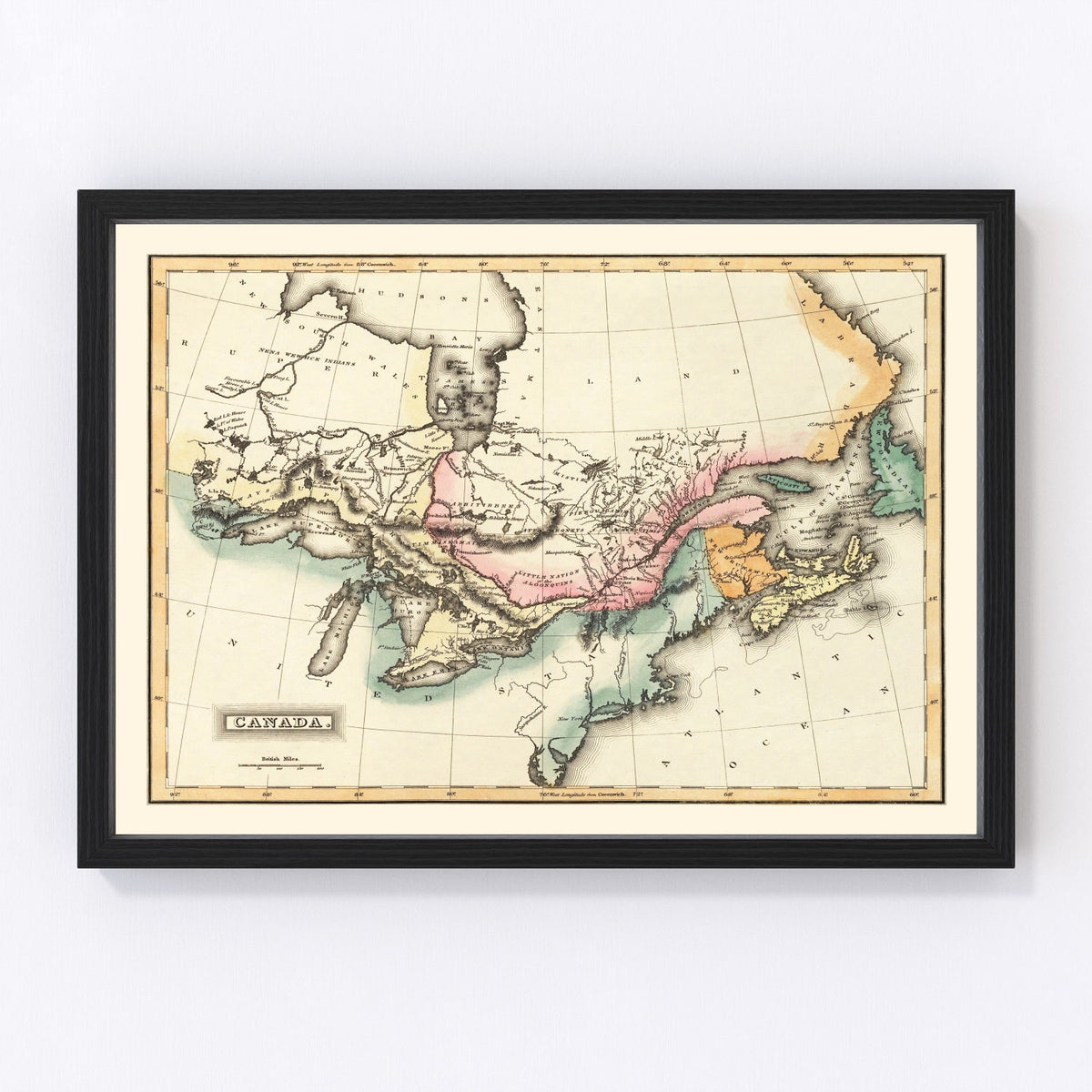 Canada Vintage Map 1823