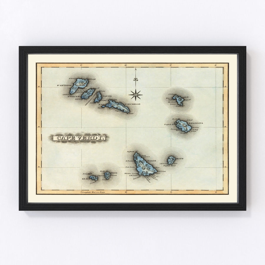 Vintage Map of Cape Verde 1823