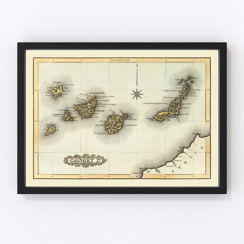 Canary Islands Vintage Map 1823