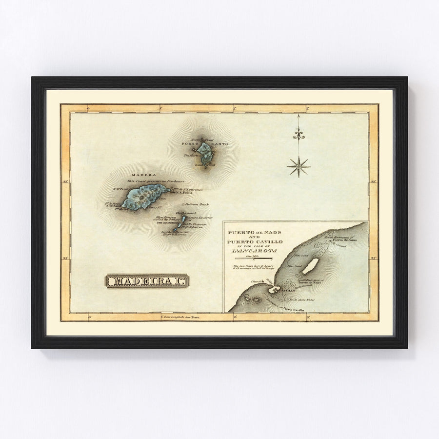 Madeira Islands Vintage Map 1823