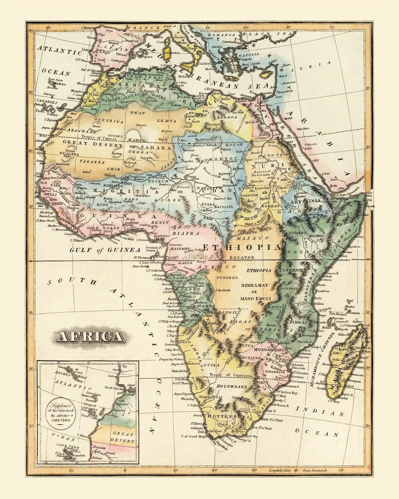 Size comparison using Vintage Africa Map 1823