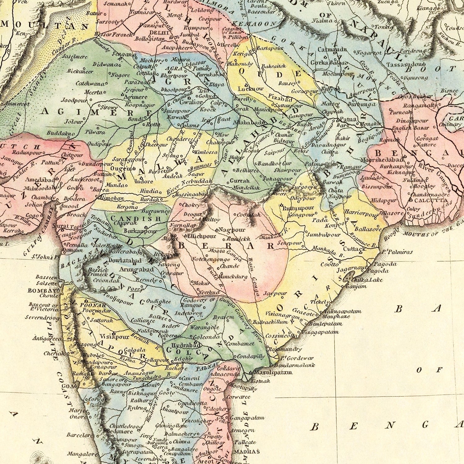 Restored historic details from the 1823 country map of County