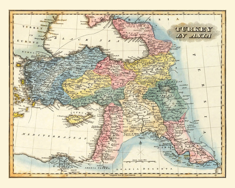 Size comparison using Vintage Map of Turkey 1823