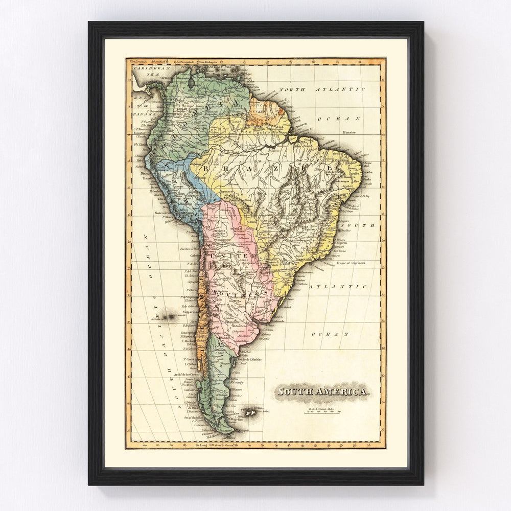 South America Vintage Map 1823