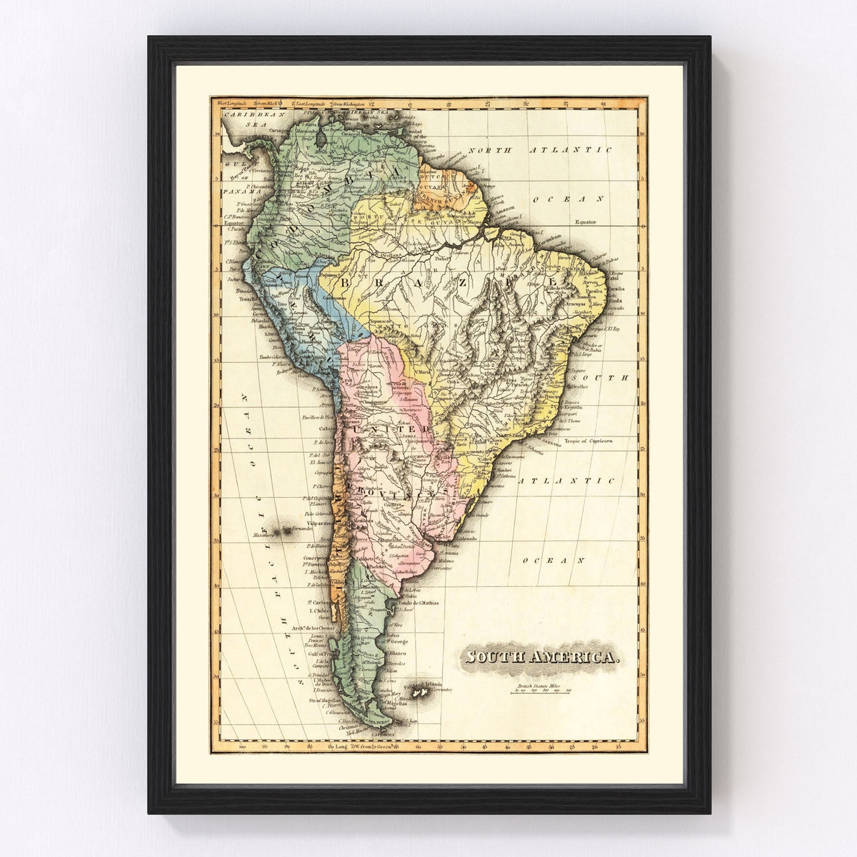 South America Vintage Map 1823