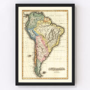 South America Vintage Map 1823