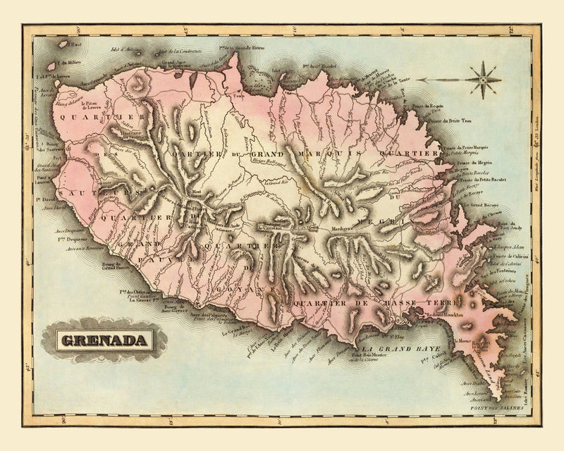 Size comparison using Vintage Map of Grenada 1823