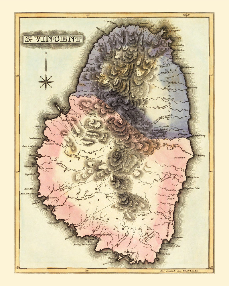 Size comparison using Vintage Map of St Vincent 1823