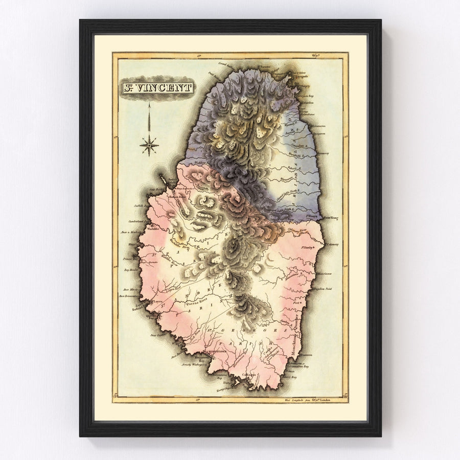 St Vincent Vintage Map 1823
