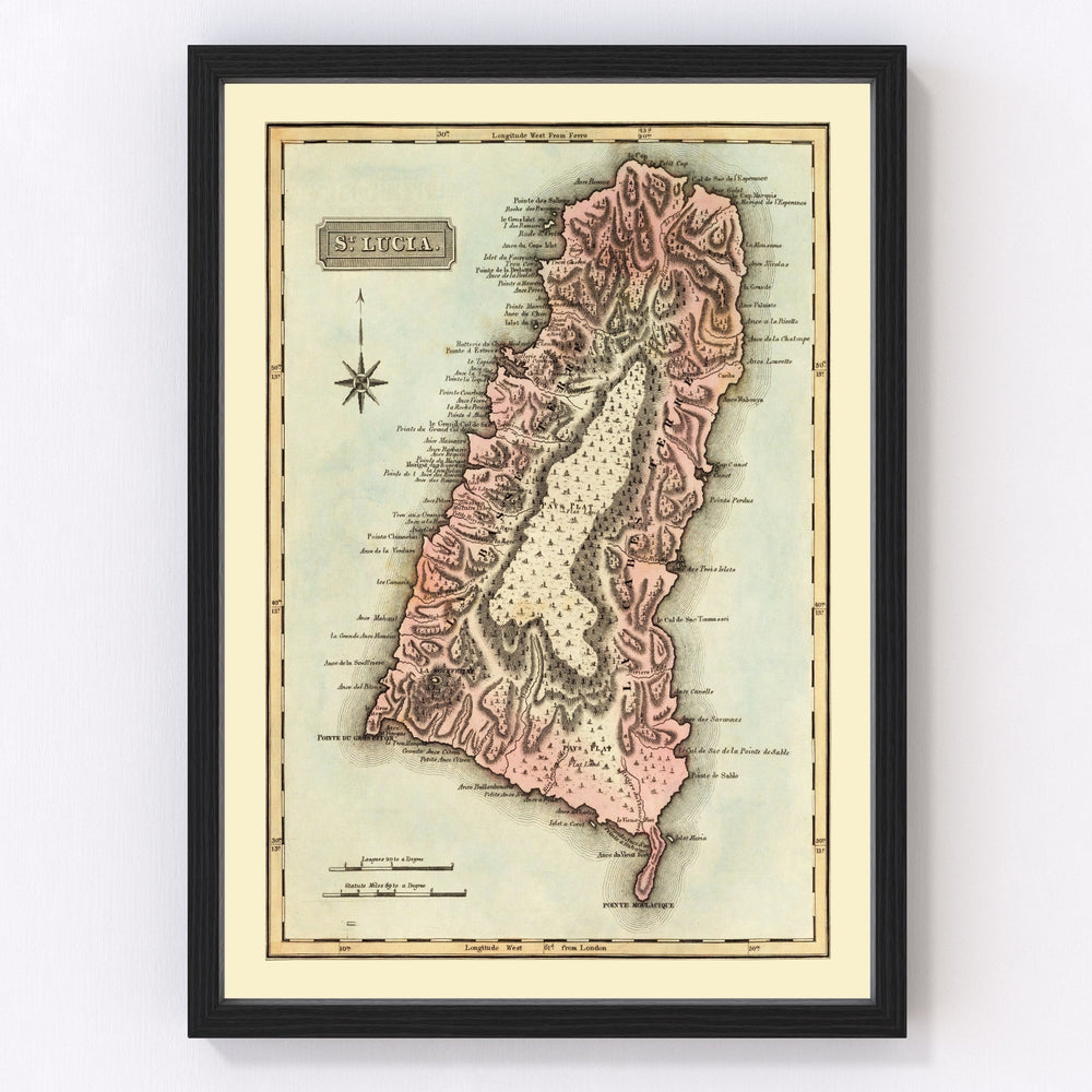 St Lucia Vintage Map 1823