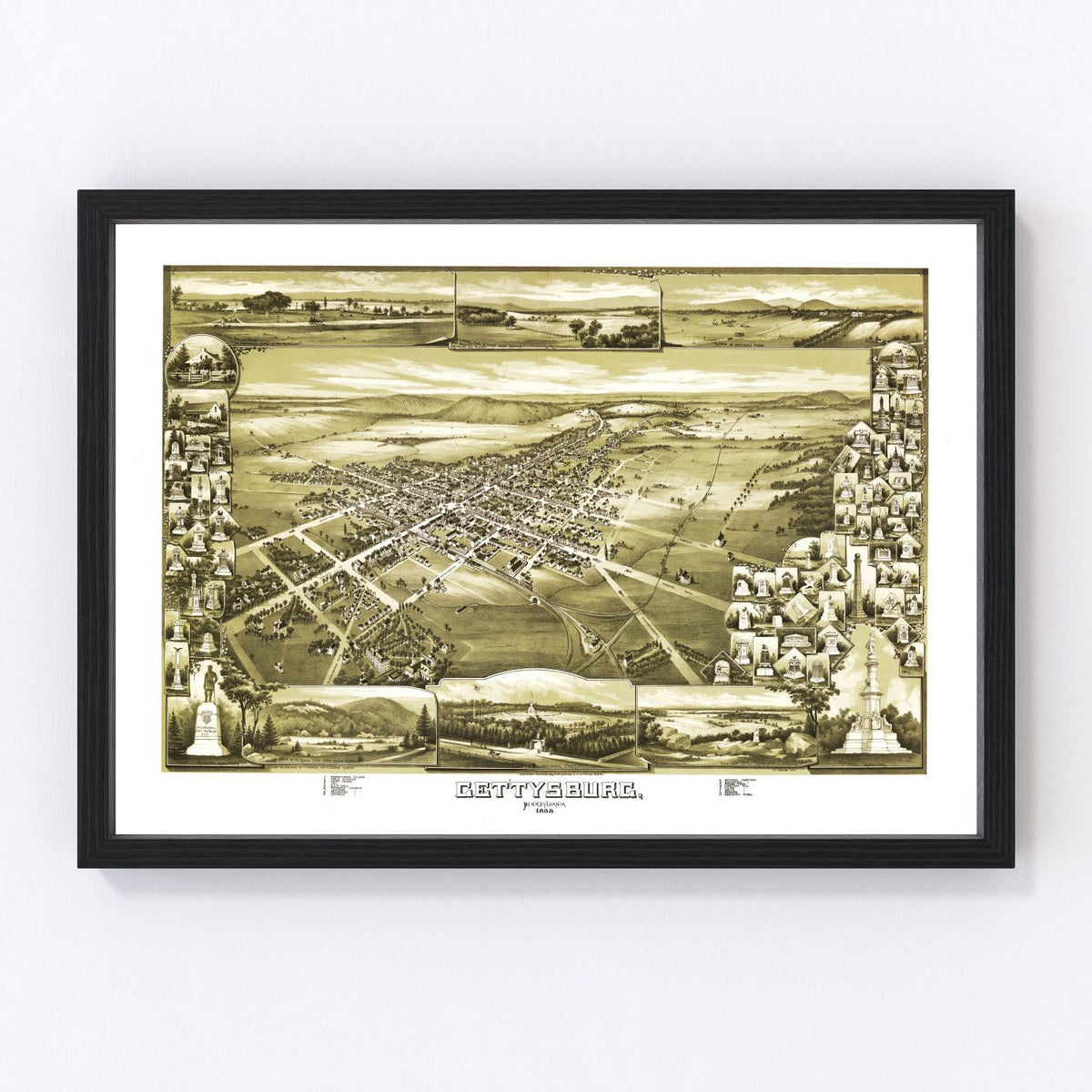 Gettysburg Vintage Map 1888