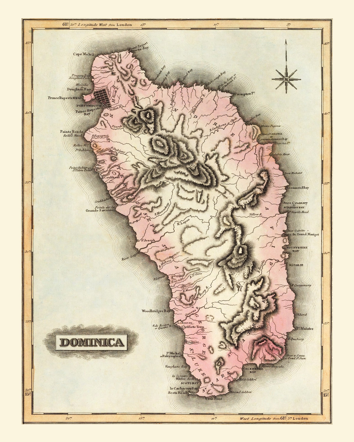 Preview of Vintage Map of Dominica, 1823