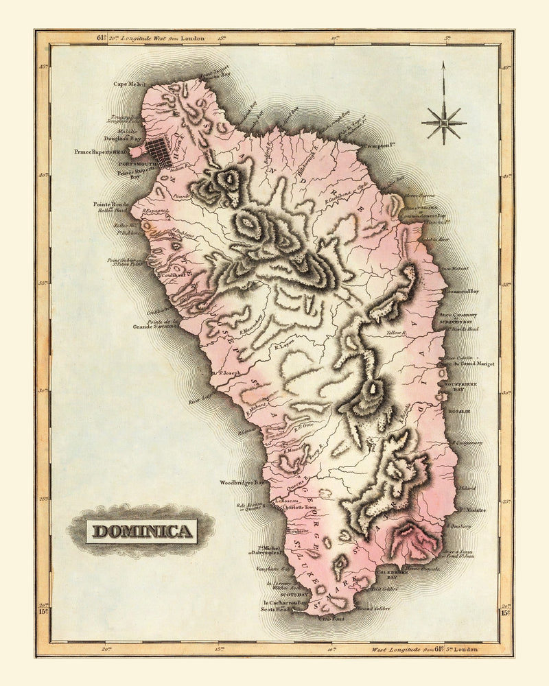 Size comparison using Vintage Map of Dominica, 1823