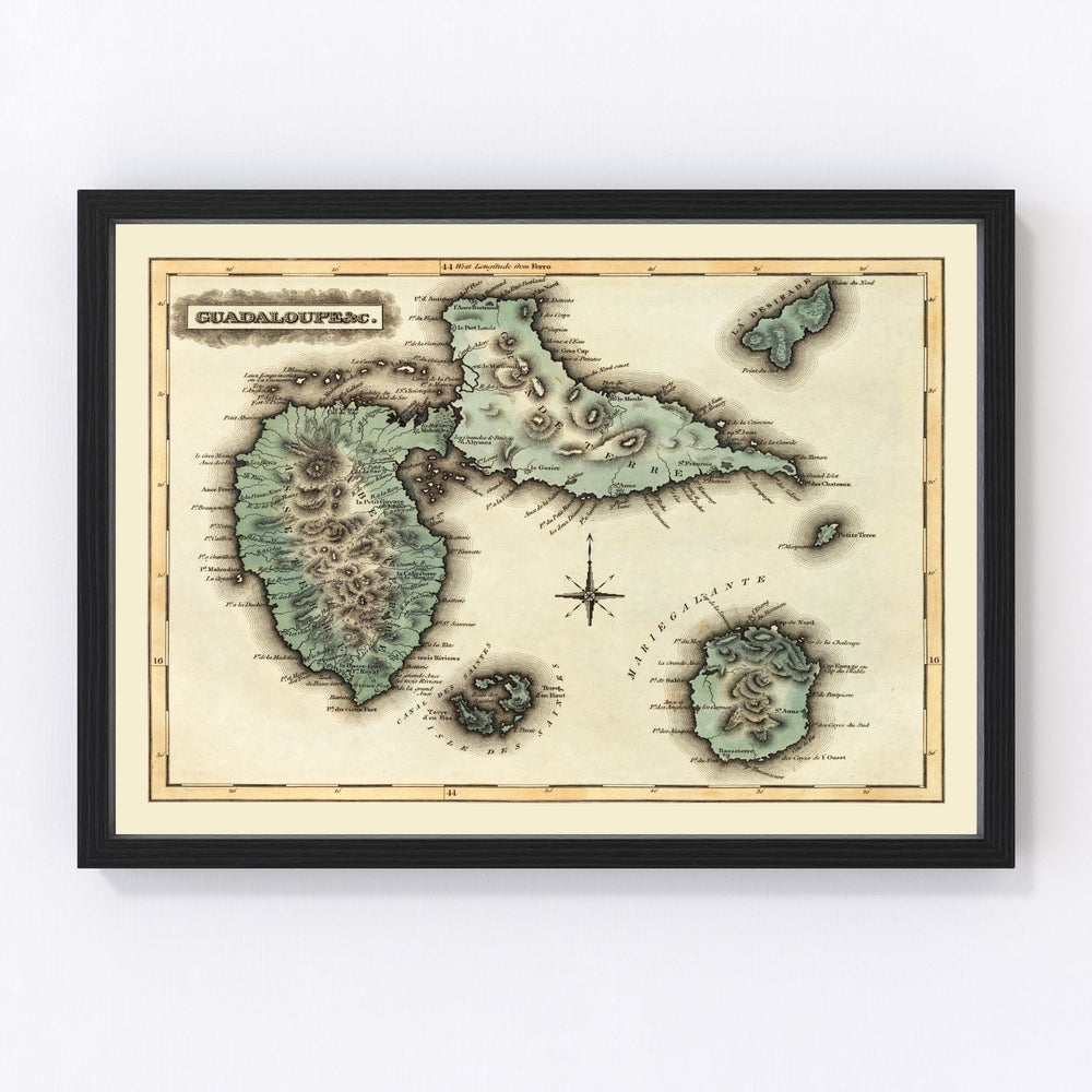 Guadaloupe Vintage Map 1823