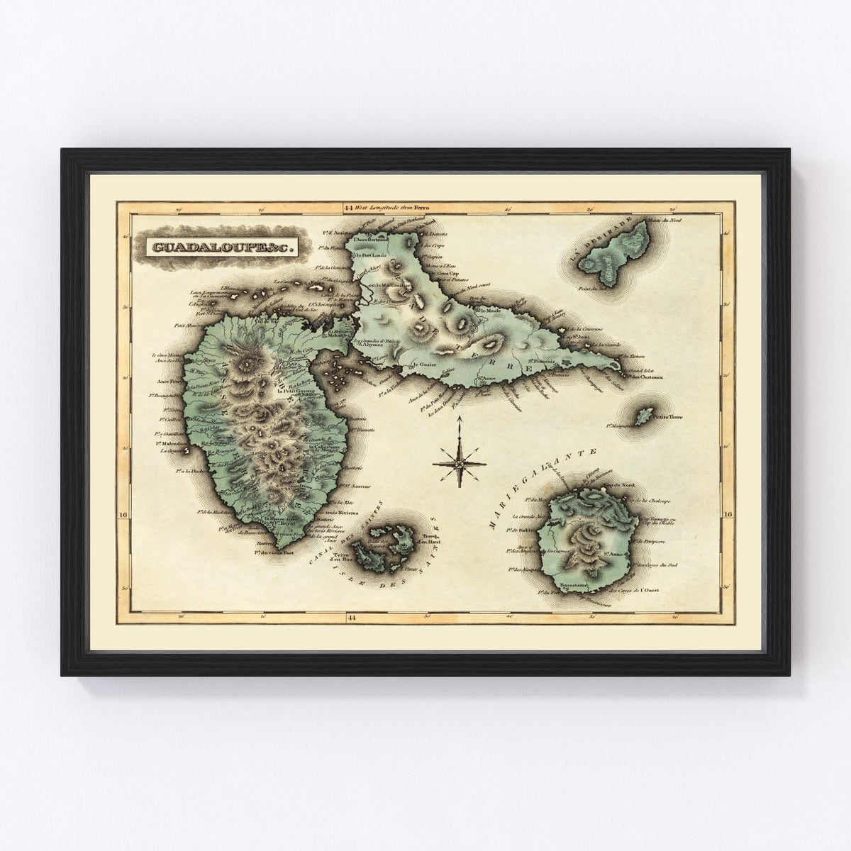 Guadaloupe Vintage Map 1823