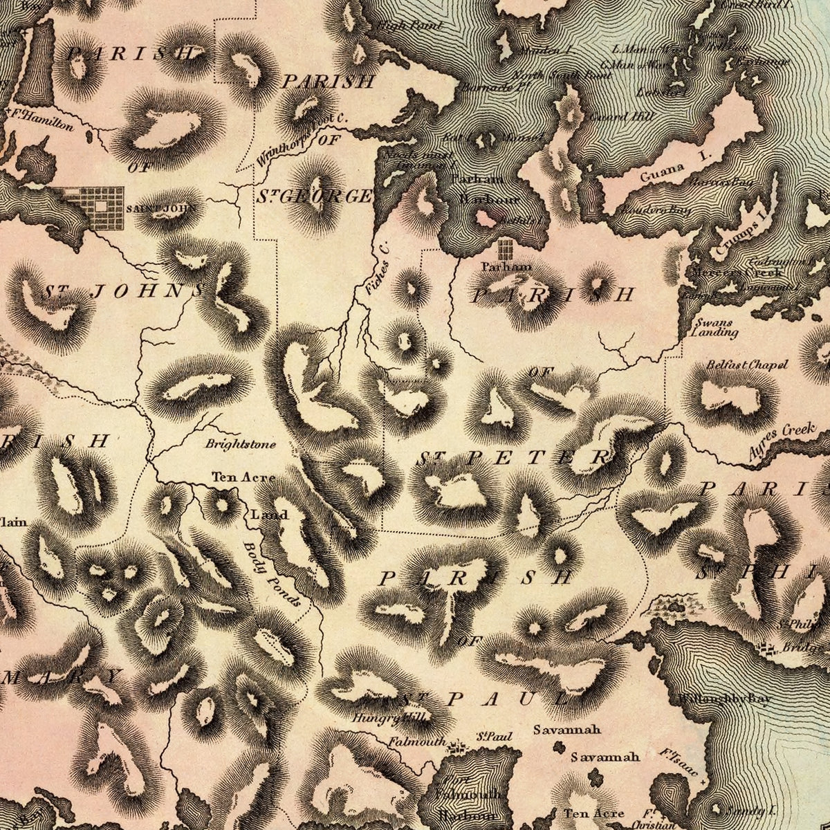 Restored historic details from the 1823 island map of County