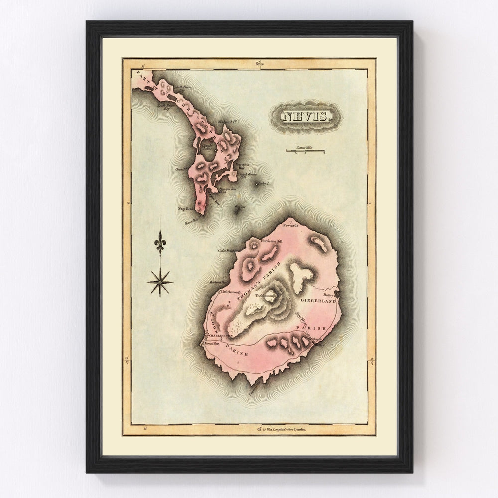Nevis Vintage Map 1823