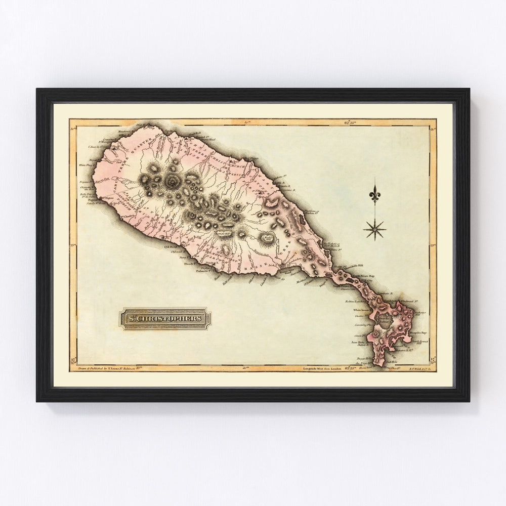 St Christophers Vintage Map 1823