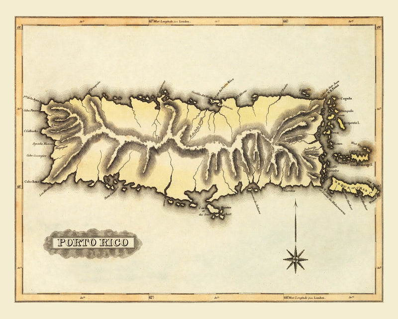 Size comparison using Vintage Map of Puerto Rico, 1823