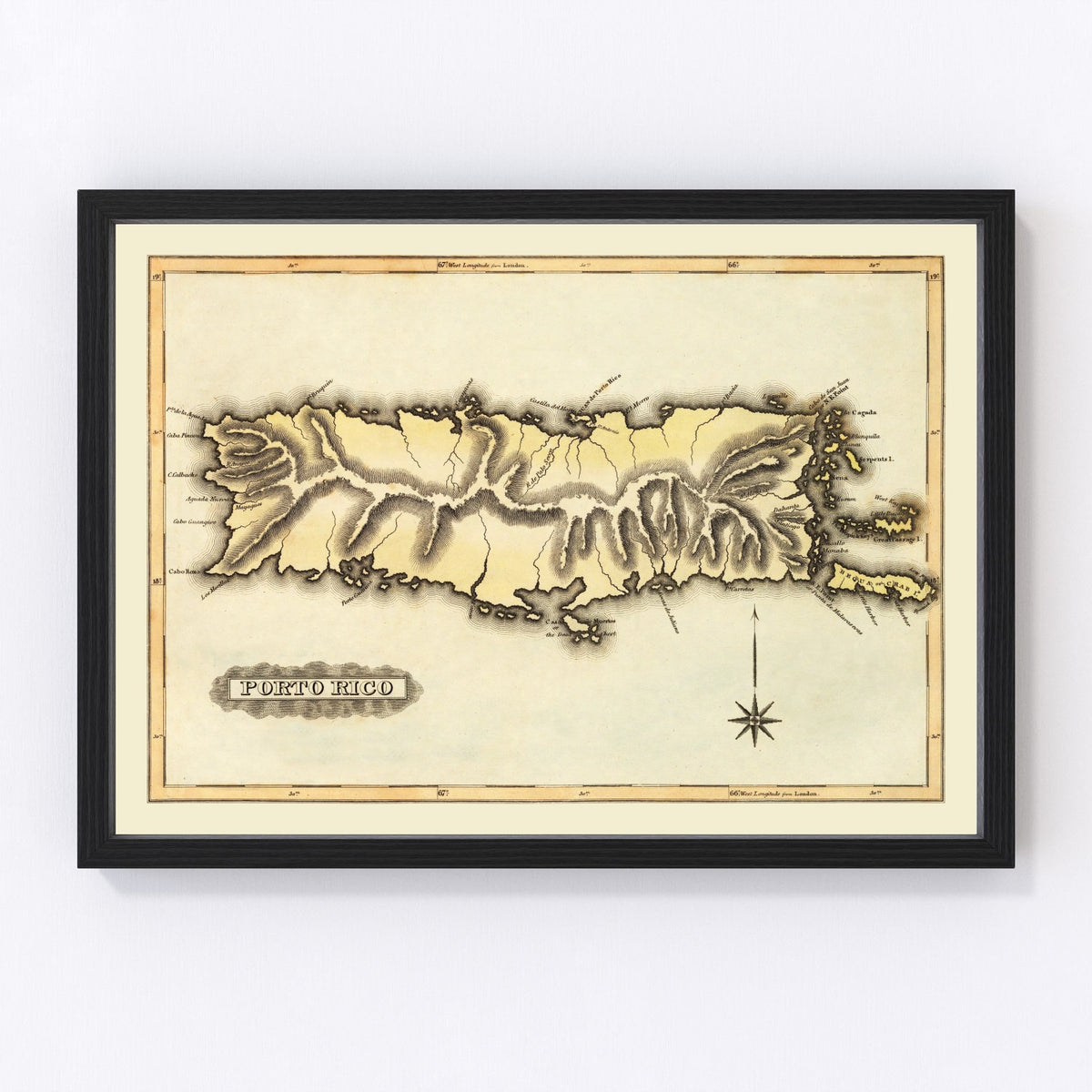 Puerto Rico Vintage Map 1823
