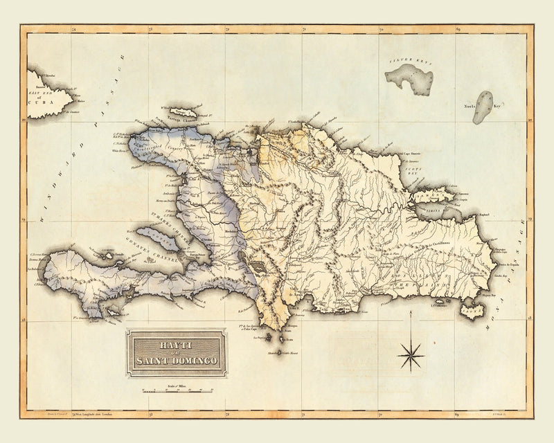 Size comparison using Vintage Map of Haiti, 1823